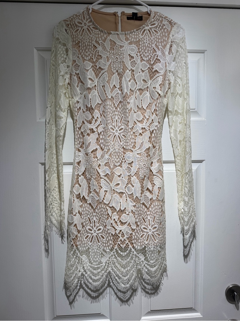 Material Girl Ivory Lace Long-Sleeve Sheath Dress